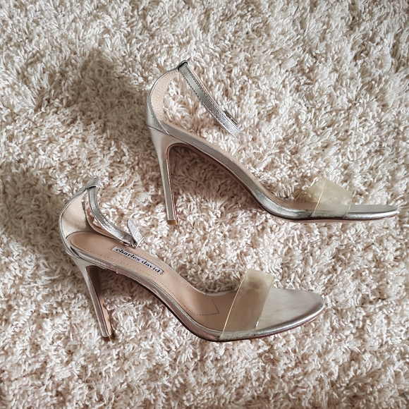 Auth CHARLES DAVID Silver & Transparent Sandals - Picture 3 of 6